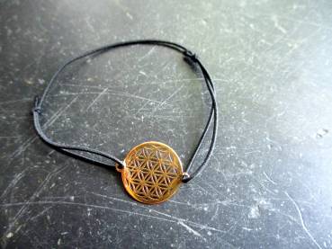 Armband, Symbolarmband, Blume des Lebens, groß, Sterlingsilber, veroldet, Gummi, verstellbar, Frauen, Mädchen