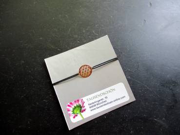 Armband, Symbolarmband, Blume des Lebens, groß, Sterlingsilber, veroldet, Gummi, verstellbar, Frauen, Mädchen