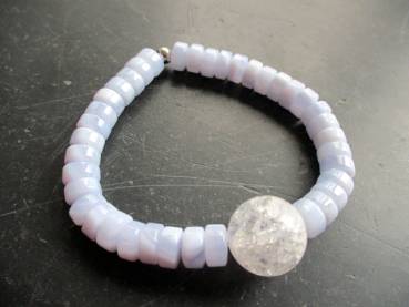 Armband, Chalcedon, hellblau, Kugel, Bergkristall, Schmuck, Frauen