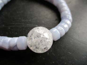 Preview: Armband, Chalcedon, hellblau, Kugel, Bergkristall, Schmuck, Frauen