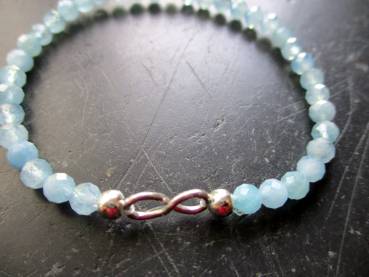 Armband, Symbolarmband, Chalcedon, Infinity, hellblau, Silber, Unisex