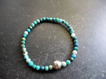 Armband, Chrysokoll, blau, grün, Sterlingsilber, facettiert, Schmuck, Frauen