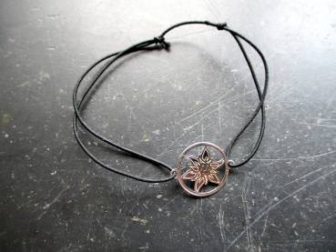 Armband, Symbolarmband, Sterlingsilber, Edelweiß, Gummi, verstellbar, Frauen, Mädchen
