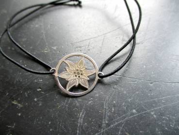 Armband, Symbolarmband, Sterlingsilber, Edelweiß, Gummi, verstellbar, Frauen, Mädchen