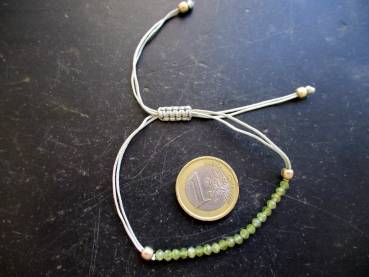Armband, Grossular, Grant, grün, Baumwollband, verstellbar, Unisex, Schmuck