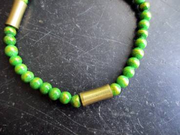 Preview: Armband, Mashan Jade, grün, Gold, Messing, Schmuck, Unisex