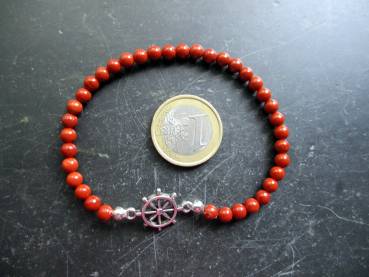 Preview: Armband, Symbolarmband, Jaspis, rot, Steuerrad, maritim, Erfolg