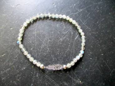 Preview: Armband, Symbolarmband, Labradorit, facettiert, Silber, Hand von Fatima