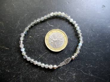 Preview: Armband, Symbolarmband, Labradorit, facettiert, Silber, Hand von Fatima