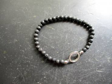 Preview: Armband, Symbolarmband, Lava, schwarz, Kreis, Silber, Symbolschmuck