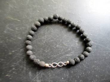 Preview: Armband, Symbolarmband, Lava, schwarz, Infinity, Silber