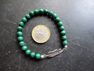 Armband, Malachit, grün, Feder, Metall, Schmuck, Unisex