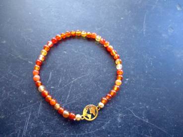 Preview: Armband, Symbolarmband, Mondstein, Weltkugel, Silber, vergoldet, orange