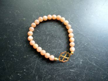Preview: Armband, Symbolarmband, Mondstein, Kleeblatt, Silber, vergoldet, Schmuck