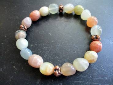 Armband, Mondstein, bunt, Kupfer, Schmuck, Frauen