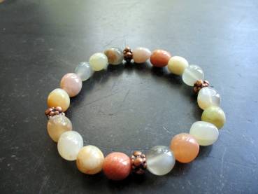 Preview: Armband, Mondstein, bunt, Kupfer, Schmuck, Frauen