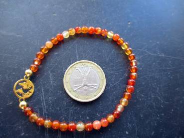 Preview: Armband, Symbolarmband, Mondstein, Weltkugel, Silber, vergoldet, orange