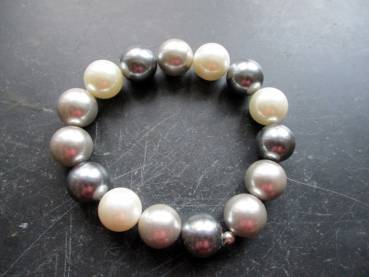 Preview: Armband, Muschelkernperle, grau, schimmernd, Silber, Schmuck, Frauen