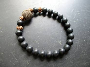 Preview: Armband, Onyx, schwarz, Drahtkugel, Messing, Schmuck, Männer