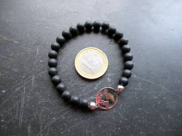 Preview: Armband, Onyx, schwarz, Weltkarte, Sterlingsilber, Schmuck, Unisex