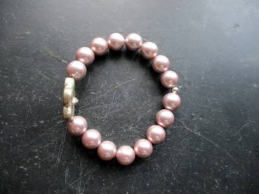 Preview: Armband, Perlen, Muschelkernperlen, Blume, Collier, Schmuck, altrosa