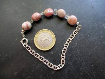 Preview: Armband, Silberdraht, Rhodonit, Herkimer Diamant, Schmuck, Frauen