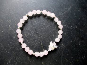Preview: Armband, Rosenquarz, rosa, Sterlingsilber, Schmetterling, Schmuck, Frauen