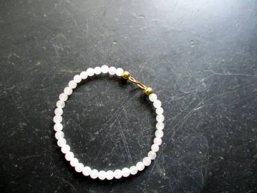 Preview: Armband, Rosenquarz,matt, Infinity, Silber, vergoldet, Symbolarmband