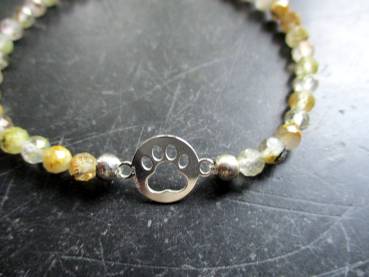 Armband, Rutilquarz, beige, Silber, Pfote, Schmuck, Symbolarmband