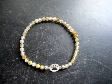 Preview: Armband, Rutilquarz, beige, Silber, Pfote, Schmuck, Symbolarmband