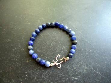 Armband, Symbolarmband, Sodalith, Friedenstaube, Sterlingsilber, Taube
