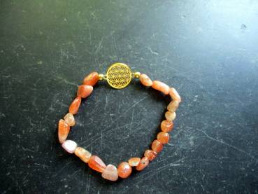 Preview: Armband, Symbolarmband, Sonnenstein, Blume des Lebens, Sterlingsilber, vergoldet, Schmuck, Frauen