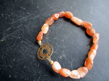 Preview: Armband, Sonnenstein, orange, Sonne, Sterlingsilber, vergoldet, Symbol Armband