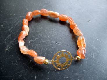 Preview: Armband, Sonnenstein, orange, Sonne, Sterlingsilber, vergoldet, Symbol Armband