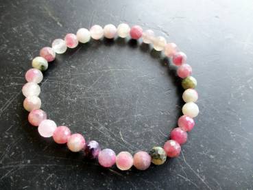 Armband, Turmalin, Turmalin bunt, Unisex, Wassermelonenturmalin, facettiert