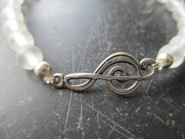 Preview: Armband, Bergkristall, matt, Notenschlüssel,  Schmuck, Frauen