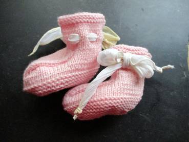 Preview: Schuhe, Schühchen, Baby, Booties, Puppen, Wolle, rosa