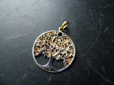 Anhänger, Baum des Lebens, Bronze, teilweise versilbert, Schmuck, Frauen, Männer