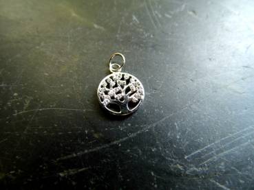 Silberanhänger, Anhänger, Baum, Baum des Lebens, Zirkonia, Esoterik, Schmuck, Unisex, groß