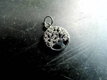 Silberanhänger, Anhänger, Baum, Baum des Lebens, Zirkonia, Esoterik, Schmuck, Unisex, groß