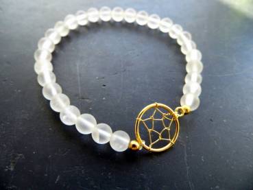 Symbol Armband, Armband, Bergkristall, matt, Traumfänger, Silber, vergoldet