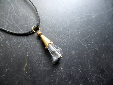 Preview: Anhänger, Sterlingsilber, vergoldet, Krone, Bergkristall, facettiert, Schmuck, Frauen