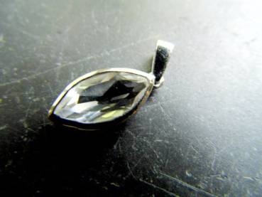 Anhänger, Bergkristall, facettiert, Sterlingsilber, oval, spitz, weiß, zierlich, Schmuck