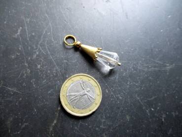 Anhänger, Sterlingsilber, vergoldet, Krone, Bergkristall, facettiert, Schmuck, Frauen