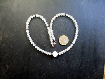 Preview: Kette, Bergkristall, matt, Kugel, gecrasht, weiß, Sterlingsilber, Braut