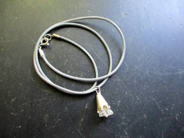 Anhänger, Sterlingsilber, Bergkristall, Blume, Krone, Schmuck, Frauen, Mädchen, Lederband