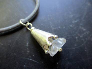 Preview: Anhänger, Sterlingsilber, Bergkristall, Blume, Krone, Schmuck, Frauen, Mädchen, Lederband