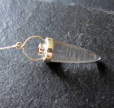 Pendel, Spitzpendel, Sterlingsilber, Bergkristall, Granat, Esoterik, Wicca