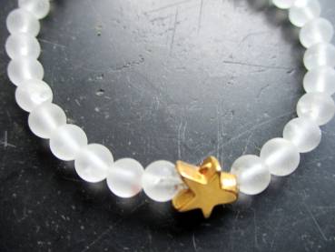 Preview: Armband, Bergkristall, matt, Stern, Metall, Braut