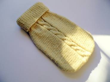 Wärmflaschenbezug, Wärmflasche, Bezug, Wolle, Zopfmuster, hellbeige